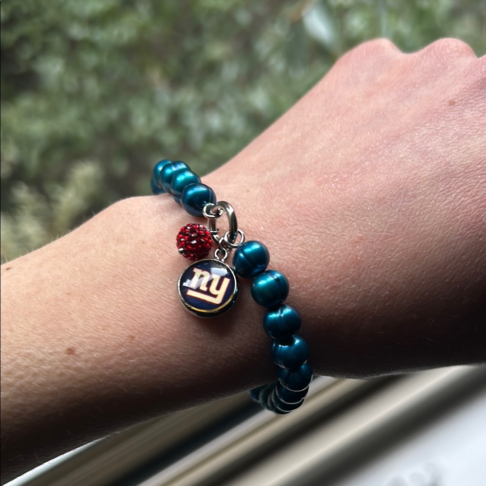 NY Giants Honora Pearl Teal Beaded Bracelet